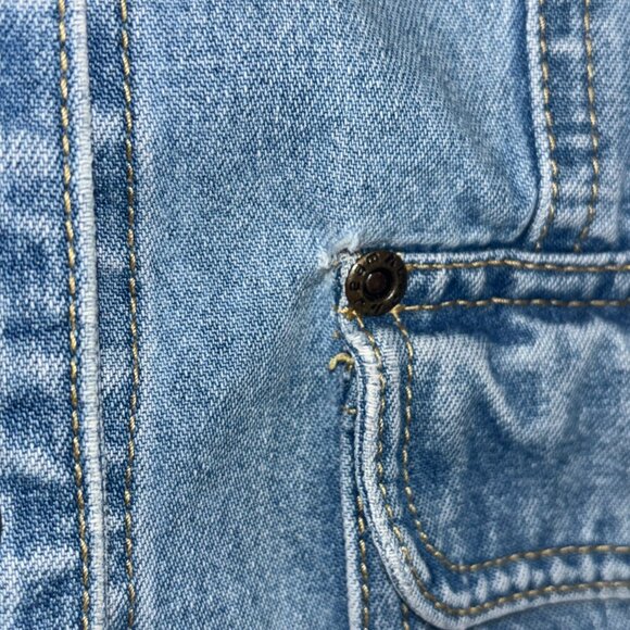 VTG Liz Claiborne Chore Jacket Womens M Petite Blue Denim Jean button Up Lizwear - Picture 10 of 10